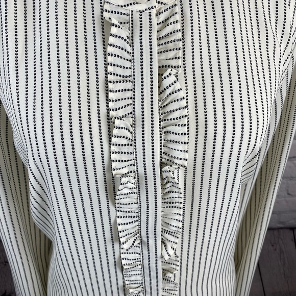 Talbots Striped Ruffle Blouse Button Down size Large - Picture 6 of 13